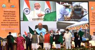 Prime Minister Shri Narendra Modi virtual inaugurates three projects of newly developed Gandhinagar Railway Station, Science City Phase-II from New Delhi