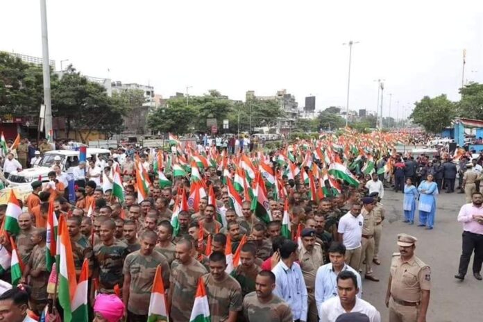 MLA of Udhna constituency Manubhai Patel takes out rally pledges to plant 1.11 lakh saplings on Independence Day