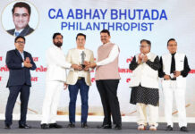 समाज सेवा के क्षेत्र में बड़े बदलाव लाने वाली अपनी कोशिशों के लिए सीए अभय भुतडा को फिलांथ्रोपिस्ट ऑफ द ईयर अवार्ड 2026 मिला